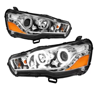 Mitsubishi Lancer Evo - 2008 to 2015 - Sedan [All] (For Models Without OEM HID Lights) (Projector with Dual LED Halos and Light Strip)