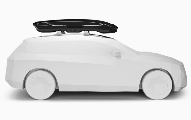 Thule Motion 3 XXL Low Cargo Box Installed Side View