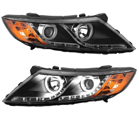 Kia Optima - 2011 to 2013 - Sedan [All] (For Models With Factory Halogen Bulbs) (Projector With Dual LED Halos and Strips)