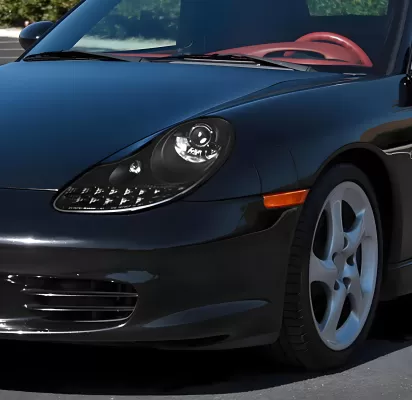 Porsche Boxster - 1997 to 2004 - Convertible [All] (Projector, LED Turn Signal Strip) (Gloss Black) (Not Compatible With OEM HID Lights)
