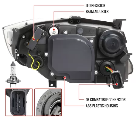 BMW 3 Series - 2006 to 2011 - 4 Door Sedan [All] _or_ 4 Door Wagon [All] (Projector, LED Accent Lights) (Matte Black) (Not Compatible With OEM HID Lights) (Sequential LED Lights)