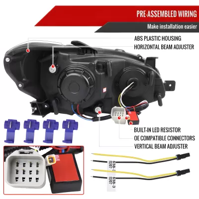 Subaru WRX STI - 2015 to 2021 - Sedan [All] (Jet Black) (Projector, LED Accent Lights) (Sequential LED Turn Signal) (Not Compatible With OEM LED DRL Lights)