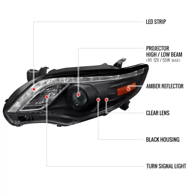Toyota Corolla - 2011 to 2013 - Sedan [All] (Projector, LED Accent Lights)