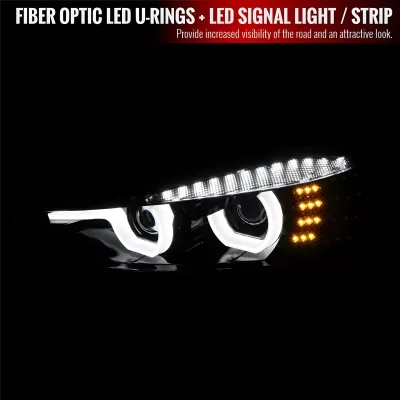 BMW 3 Series - 2012 to 2015 - 4 Door Sedan [All] (Projector, LED U-Accent Lights) (Jet Black) (LED Turn Signal) (Not Compatible With OEM Xenon Lights)