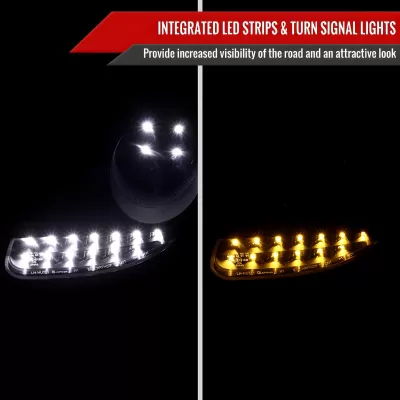 Porsche Boxster - 1997 to 2004 - Convertible [All] (Projector, LED Turn Signal Strip) (Gloss Black) (Not Compatible With OEM HID Lights)