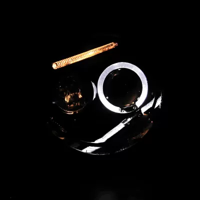 Volkswagen Beetle - 1998 to 2005 - All [All Except TurboS] (Projector With Halo, LED Accent Lights) (Not Compatible With OEM HID Lights) (Matte Black) (Smoked Lens)