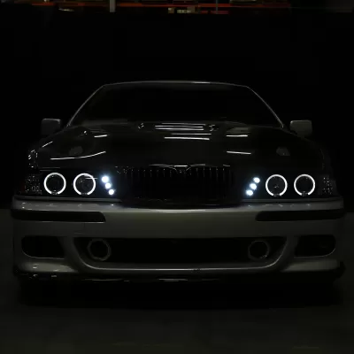 BMW 5 Series - 1997 to 2003 - All [All] (Projector With Halo, LED Accent Lights) (Gloss Black) (Not Compatible With OEM HID Lights) (Smoked Lens)
