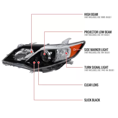 Toyota Camry - 2012 to 2014 - Sedan [All] (Projector, LED Accent Lights) (Not Compatible With OEM HID Lights)