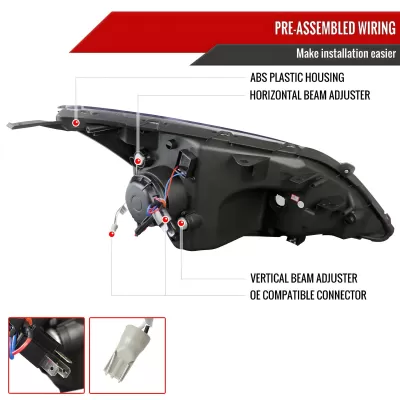 Honda CRV - 2007 to 2011 - SUV [All] (Projector, LED Accent Lights) (Gloss Black) (Smoked Lens)