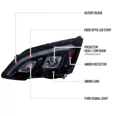 Honda CRV - 2007 to 2011 - SUV [All] (Projector, LED Accent Lights) (Gloss Black) (Smoked Lens)