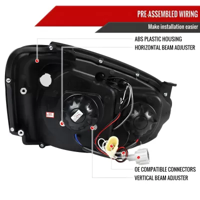 Subaru WRX STI - 2004 to 2005 - Sedan [All] (Projector With Halo, LED Accent Lights) (Matte Black) (Not Compatible With OEM HID Lights)