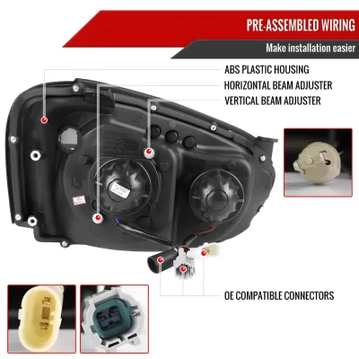 Subaru WRX STI - 2004 to 2005 - Sedan [All] (Projector, LED Accent Lights) (Matte Black) (Not Compatible With OEM HID Lights)