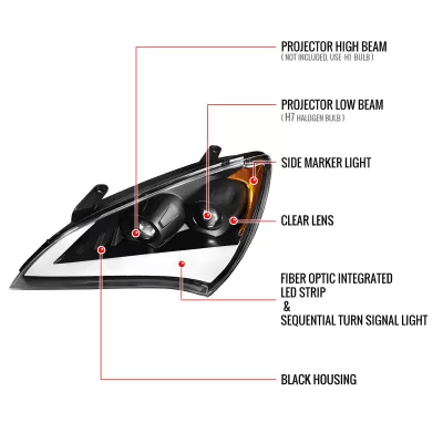 Hyundai Genesis - 2010 to 2012 - 2 Door Coupe [All] (Projector, Sequential LED Lights) (Not Compatible with OEM HID Lights)