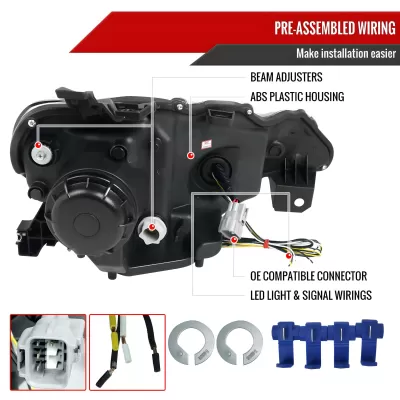 Scion FRS - 2013 to 2016 - Coupe [All] (Projector, LED Accent Lights) (Jet Black) (Not Compatible With OEM HID Lights)