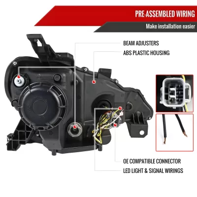 Scion FRS - 2013 to 2016 - Coupe [All] (Projector, Sequential LED Lights) (Matte Black) (Not Compatible With OEM HID Lights)