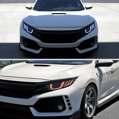 Honda Civic - 2016 to 2020 - 2 Door Coupe [All Except Touring] (Projector, LED U-Bar Sequential Accent Lights) (LED High Beams)