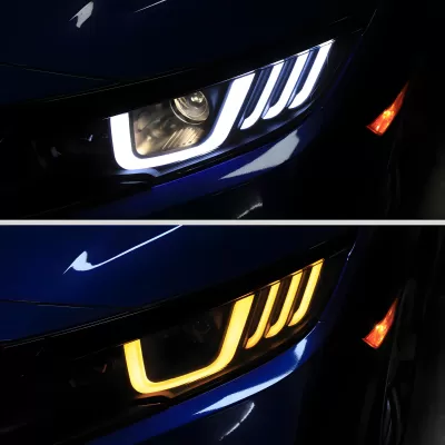 Honda Civic - 2016 to 2020 - 2 Door Coupe [All Except Touring] (Projector, LED U-Bar Sequential Accent Lights) (Smoked Lens) (LED High Beams)