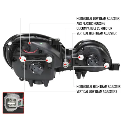 Lexus GS 300 - 1998 to 2005 - Sedan [All] (Projector With Halo, LED Accent Lights) (Matte Black) (Not Compatible With OEM HID Lights)