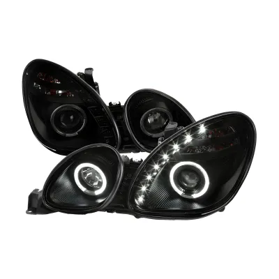 Lexus GS 430 - 2001 to 2005 - Sedan [All] (Projector With Halo, LED Accent Lights) (Gloss Black) (Not Compatible With OEM HID Lights) (Smoked)