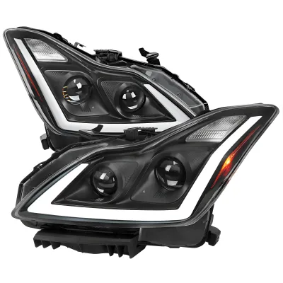 Infiniti Q60 - 2014 to 2015 - Coupe [All] (Projector, Fiber Optic LED Sequential Accent Lights) (Only Compatible with OEM HID Lights) (Includes Built-In Projector Fog Lights) (For Models Without AFS) (Matte Black)
