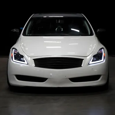 Infiniti Q60 - 2014 to 2015 - Coupe [All] (Projector, Fiber Optic LED Sequential Accent Lights) (Only Compatible with OEM HID Lights) (Includes Built-In Projector Fog Lights) (For Models Without AFS) (Matte Black)