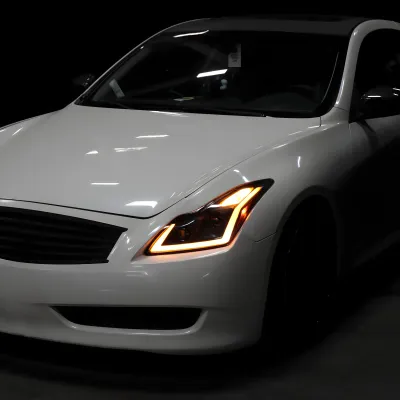 Infiniti Q60 - 2014 to 2015 - Coupe [All] (Projector, Fiber Optic LED Sequential Accent Lights) (Only Compatible with OEM HID Lights) (Includes Built-In Projector Fog Lights) (For Models Without AFS) (Matte Black)
