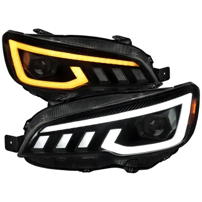 Subaru WRX STI - 2015 to 2021 - Sedan [All] (RS Style) (Matte Black) (Projector, LED Accent Lights) (Sequential LED Turn Signal) (Not Compatible With OEM LED DRL Lights) (Smoked Lens)