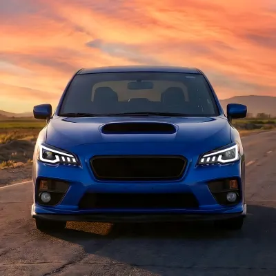Subaru WRX STI - 2015 to 2021 - Sedan [All] (RS Style) (Matte Black) (Projector, LED Accent Lights) (Sequential LED Turn Signal) (Not Compatible With OEM LED DRL Lights) (Smoked Lens)