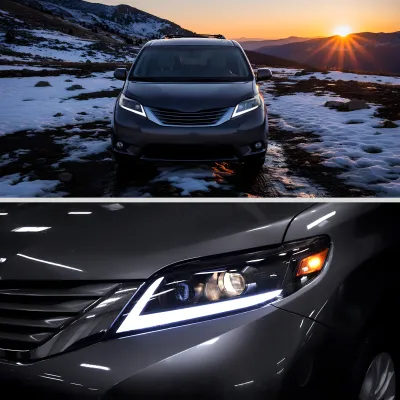 Toyota Sienna - 2011 to 2020 - Minivan [All] (Projector, LED Accent Lights) (Sequential LED Turn Signal) (Not Compatible With OEM LED DRL Lights) (Not Compatible With OEM HID Lights) (Matte Black)