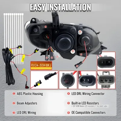 Toyota Sienna - 2011 to 2020 - Minivan [All] (Projector, LED Accent Lights) (Sequential LED Turn Signal) (Not Compatible With OEM LED DRL Lights) (Not Compatible With OEM HID Lights) (Matte Black)