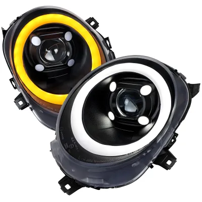 Mini Cooper Hardtop - 2017 to 2024 - All [All] (Projector, LED Accent Lights) (Sequential LED Turn Signal) (Not Compatible With OEM LED Lights) (Matte Black)