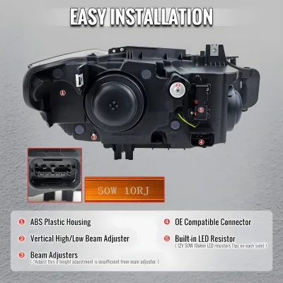 BMW 3 Series - 2012 to 2015 - 4 Door Sedan [328i 2.0L Turbo, 328i xDrive 2.0L Turbo] (Projector, LED Accent Lights) (Sequential LED Turn Signal) (Not Compatible With OEM HID Lights) (Gloss Black)