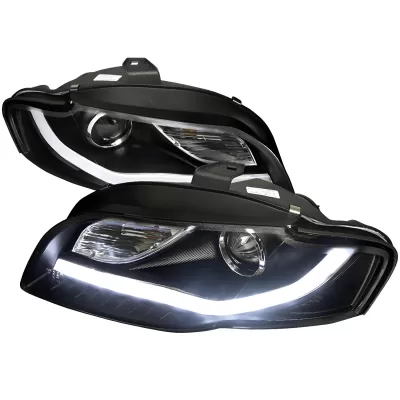 Audi A4 - 2006 to 2008 - All [All] (R8 Style) (Matte Black) (Projector, LED Accent Lights) (Not Compatible With OEM HID Lights)