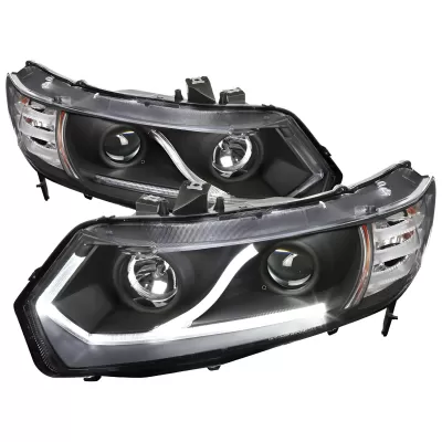 Honda Civic - 2006 to 2011 - 2 Door Coupe [All] (Projector With Halo, LED Strip Accent Lights) (Matte Black)