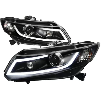 Honda Civic - 2012 to 2013 - 2 Door Coupe [All] (G Style) (Projector, LED Accent Lights) (Gloss Black) (Smoked Lens)