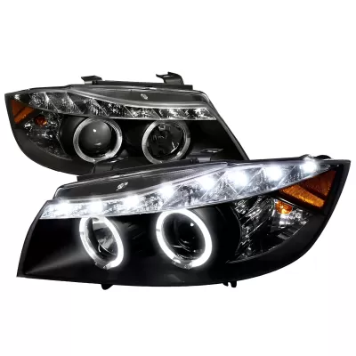 BMW 3 Series - 2006 to 2008 - 4 Door Sedan [All] (Projector With Halo, LED Accent Lights) (Matte Black) (Not Compatible With OEM HID Lights)