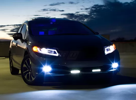 Honda Civic - 2012 to 2015 - 4 Door Sedan [All] (G Style) (Projector, LED Accent Lights) (Gloss Black) (Smoked Lens)