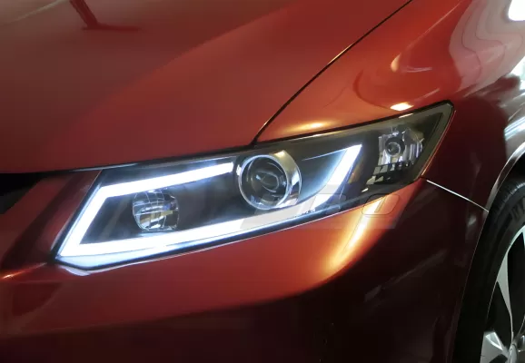 Honda Civic - 2012 to 2013 - 2 Door Coupe [All] (G Style) (Projector, LED Accent Lights) (Gloss Black) (Smoked Lens)