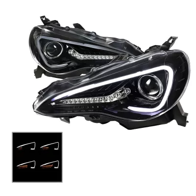 Scion FRS - 2013 to 2016 - Coupe [All] (Projector, Sequential LED Lights) (Gloss Black) (Not Compatible With OEM HID Lights)