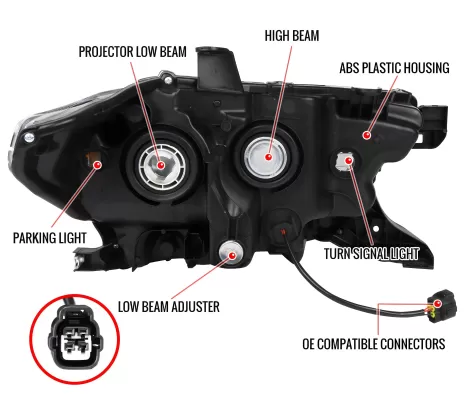 Toyota Tacoma - 2016 to 2023 - All [All] (Projector, LED Accent Lights) (Not Compatible With OEM LED Beams) (Must Have OEM LED DRL Lights) (Matte Black)