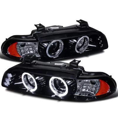 BMW 5 Series - 1997 to 2003 - All [All] (Projector With Halo, LED Accent Lights) (Gloss Black) (Not Compatible With OEM HID Lights) (Smoked Lens)