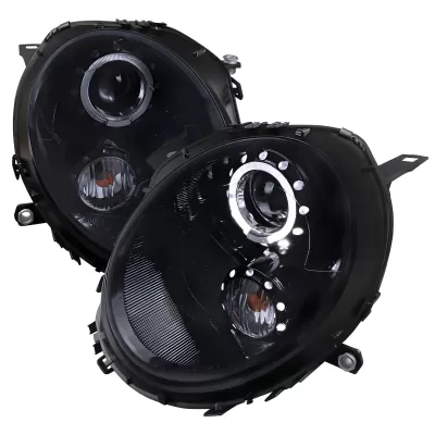 Mini Cooper - 2007 to 2013 - All [All] (Projector With Halo, LED Accent Lights) (Matte Black) (Not Compatible With OEM HID Lights) (Smoked)