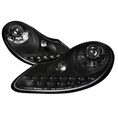Porsche 911 - 1999 to 2001 - All [Carrera 3.4L, Carrera 4 3.4L, Carrera 4 Tiptronic 3.4L, Carrera Tiptronic 3.4L] (Projector, LED Turn Signal Strip) (Gloss Black) (Not Compatible With OEM HID Lights)