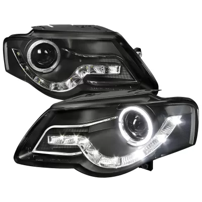 Volkswagen Passat - 2006 to 2010 - All [All] (Projector With Halo, LED Accent Lights) (Matte Black) (Not Compatible With OEM HID Lights)