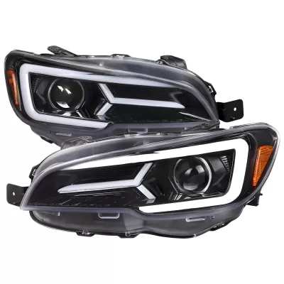 Subaru WRX STI - 2015 to 2021 - Sedan [All] (Jet Black) (Projector, LED Accent Lights) (Sequential LED Turn Signal) (Not Compatible With OEM LED DRL Lights)