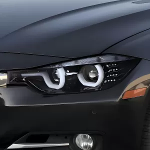 BMW 3 Series - 2012 to 2015 - 4 Door Sedan [All] (Projector, LED U-Accent Lights) (Jet Black) (LED Turn Signal) (Not Compatible With OEM Xenon Lights)