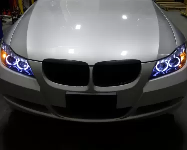 BMW 3 Series - 2006 to 2008 - 4 Door Sedan [All] (Projector With Halo, LED Accent Lights) (Gloss Black) (Not Compatible With OEM HID Lights) (Smoked Lens)