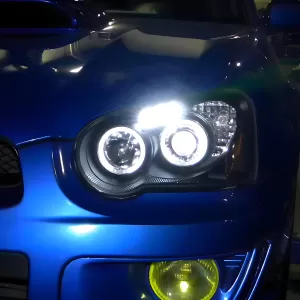 Subaru WRX STI - 2004 to 2005 - Sedan [All] (Projector With Halo, LED Accent Lights) (Matte Black) (Not Compatible With OEM HID Lights)