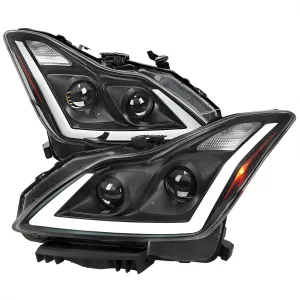 Infiniti Q60 - 2014 to 2015 - Coupe [All] (Projector, Fiber Optic LED Sequential Accent Lights) (Only Compatible with OEM HID Lights) (Includes Built-In Projector Fog Lights) (For Models Without AFS) (Matte Black)
