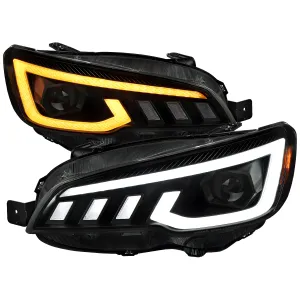 Subaru WRX STI - 2015 to 2021 - Sedan [All] (RS Style) (Matte Black) (Projector, LED Accent Lights) (Sequential LED Turn Signal) (Not Compatible With OEM LED DRL Lights) (Smoked Lens)